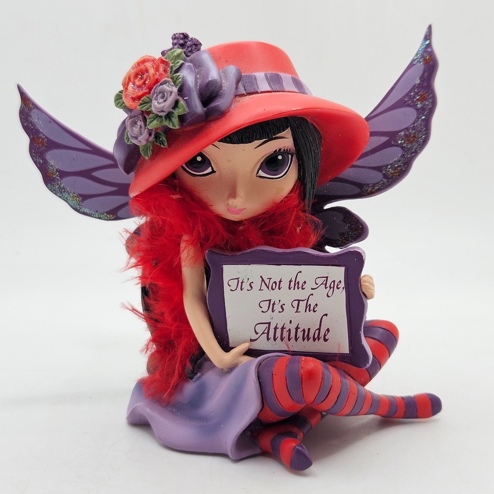 Hatterific It's Not the Age It's the Attitude Red Hat Purple Wings Fairy